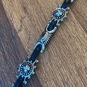 Urban outfitters black faux  leather belt with silver buckles Sz. L EUC